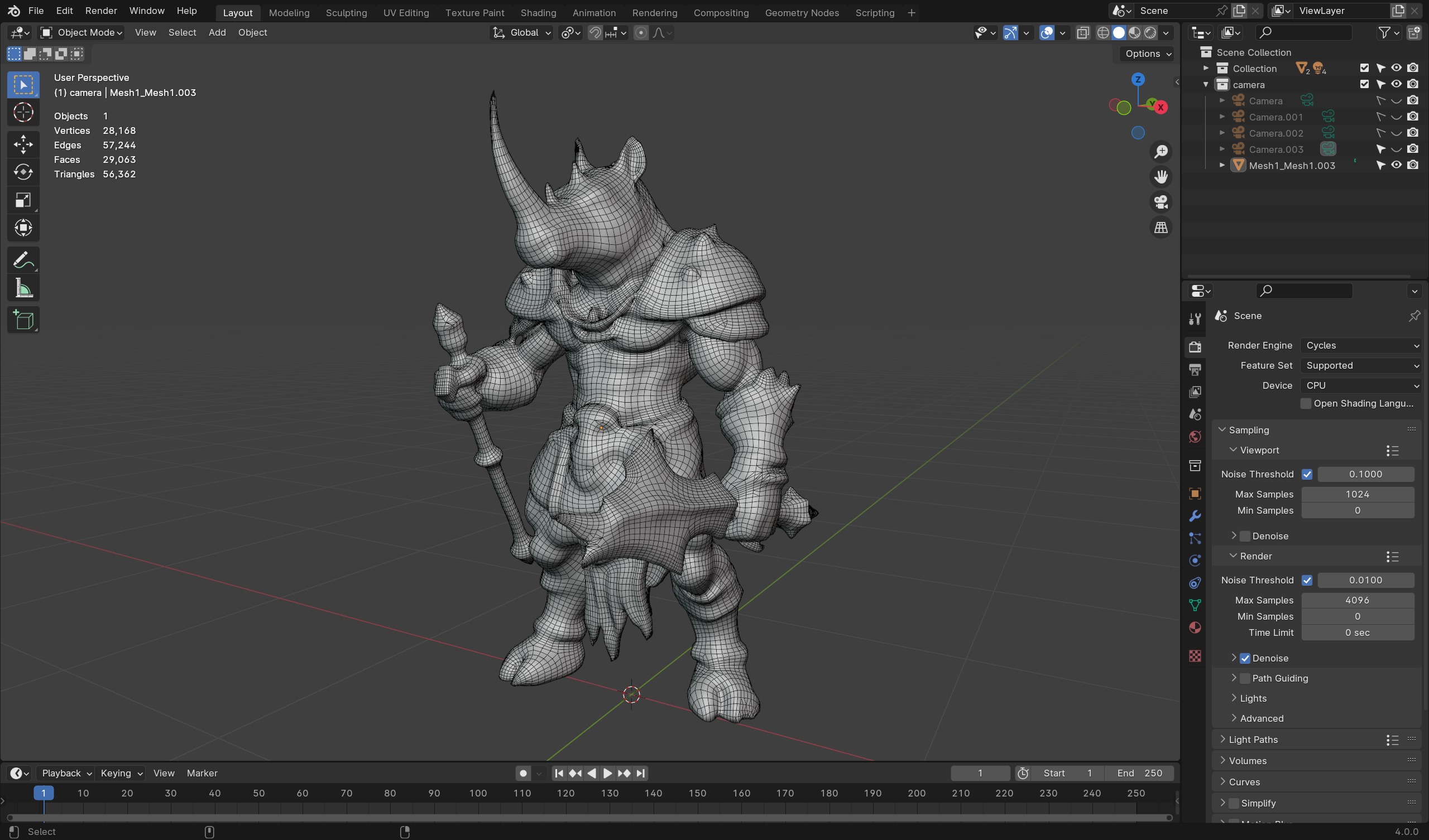 Rhino Warrior 3D Model - Game-Ready Fantasy Character Low-poly 3D model_7