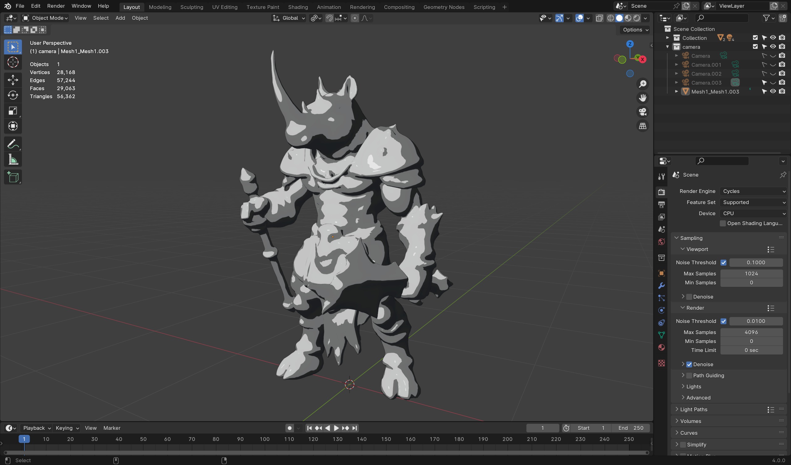 Rhino Warrior 3D Model - Game-Ready Fantasy Character Low-poly 3D model_9