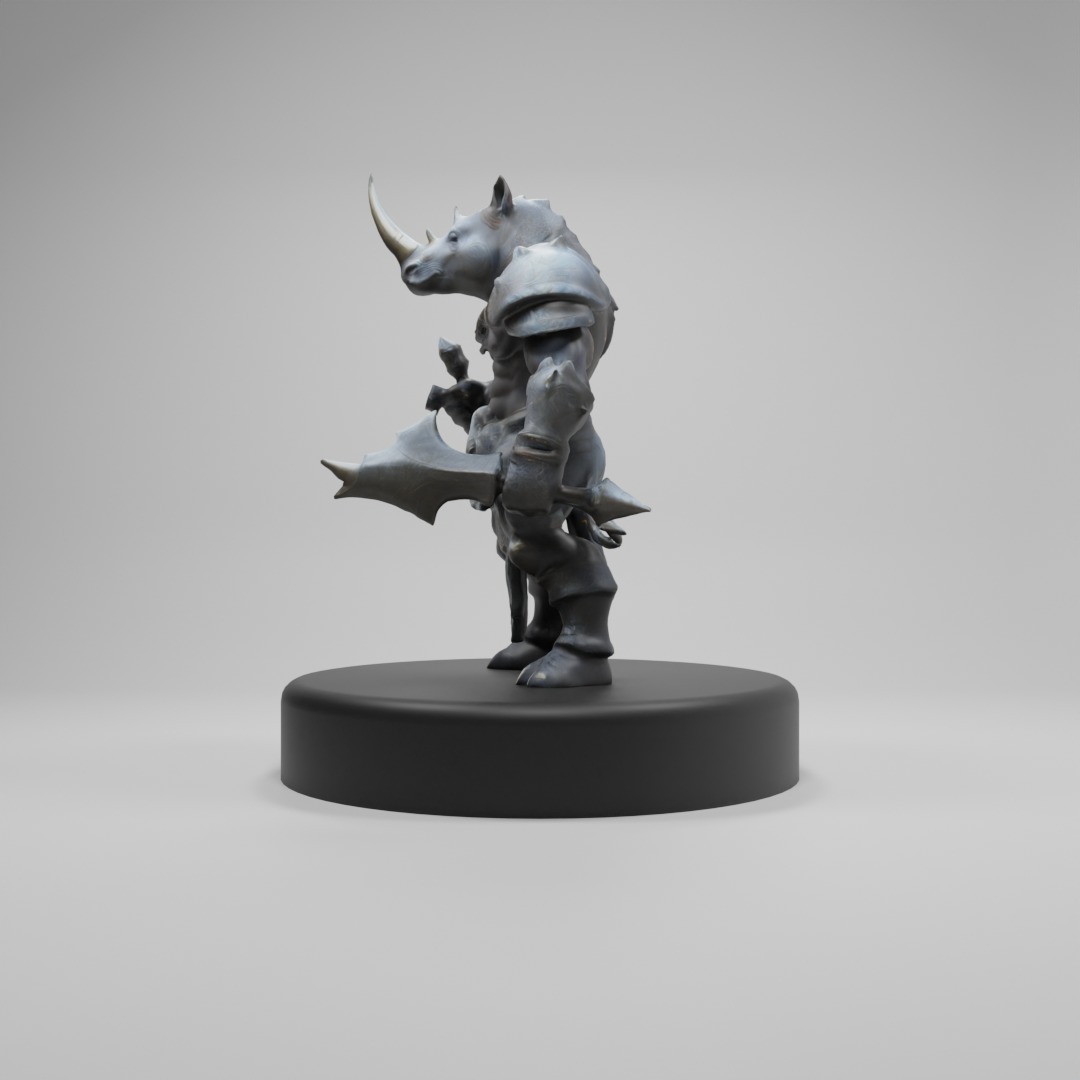 Rhino Warrior 3D Model - Game-Ready Fantasy Character Low-poly 3D model_2