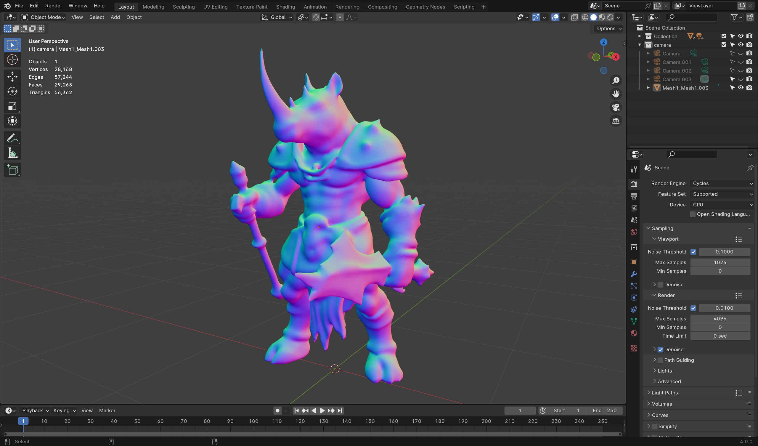 Rhino Warrior 3D Model - Game-Ready Fantasy Character Low-poly 3D model_8
