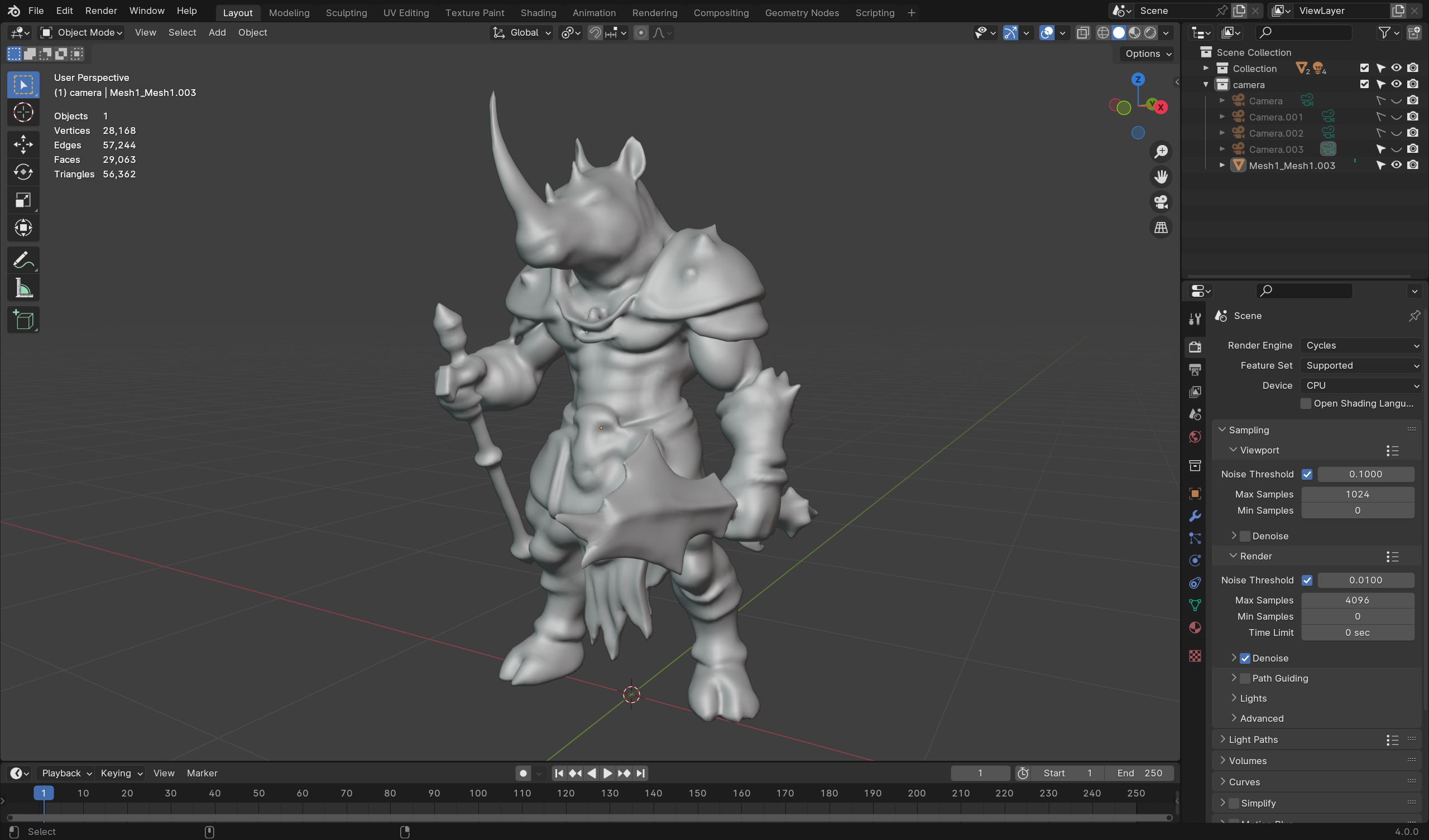Rhino Warrior 3D Model - Game-Ready Fantasy Character Low-poly 3D model_6
