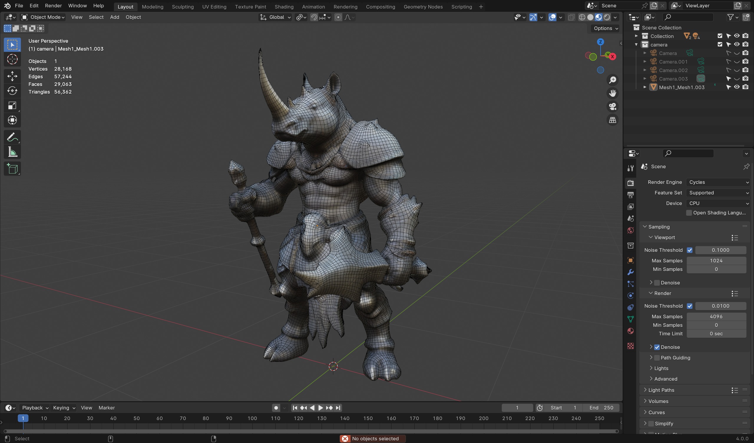 Rhino Warrior 3D Model - Game-Ready Fantasy Character Low-poly 3D model_5
