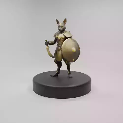 Cat Warrior 3D Model  Game-Ready Fantasy Character Low-poly 3D model