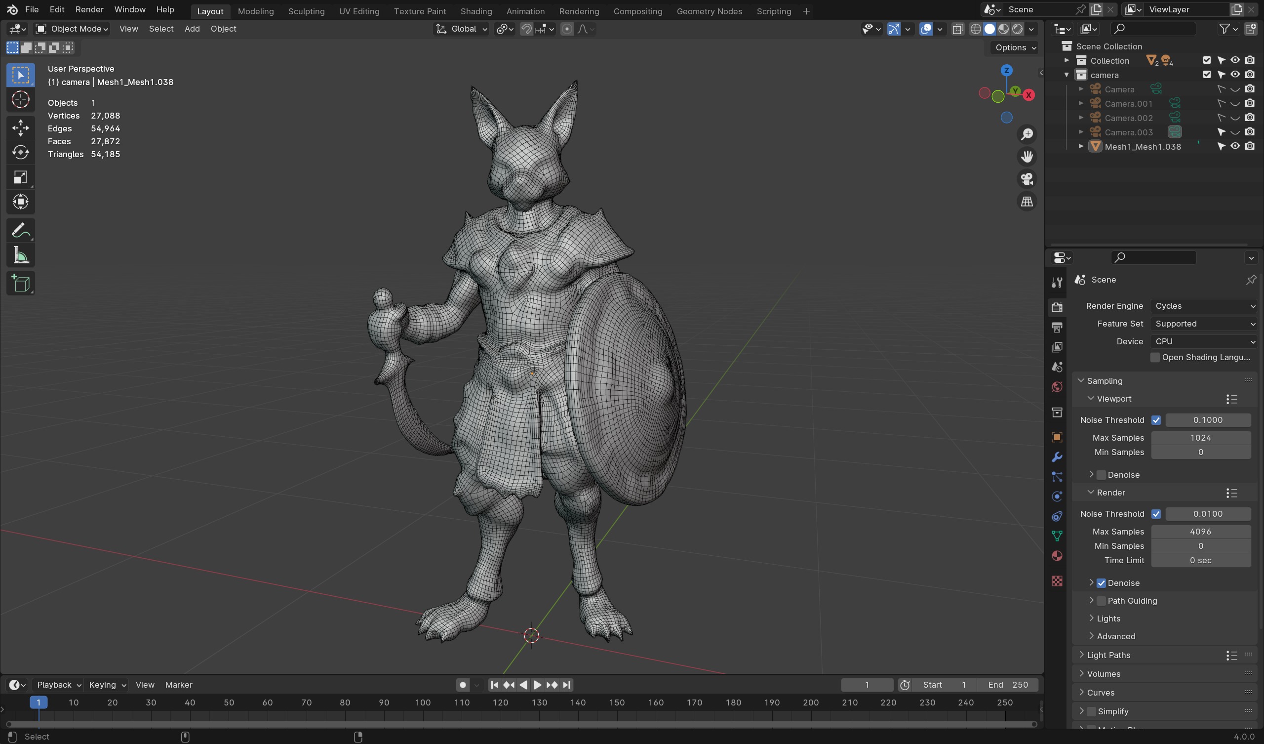 Cat Warrior 3D Model  Game-Ready Fantasy Character Low-poly 3D model_9