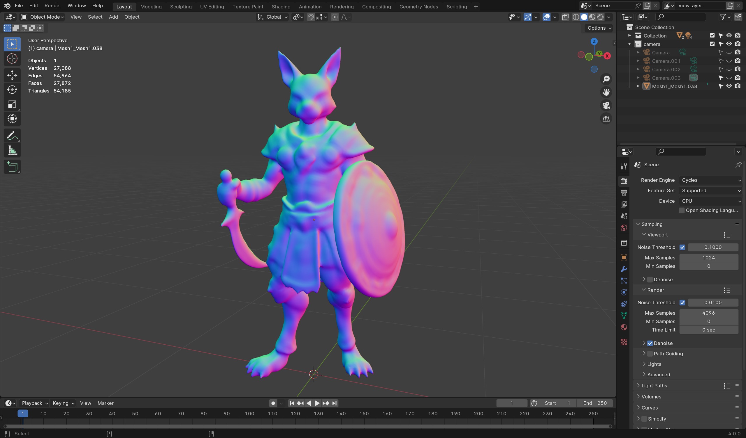 Cat Warrior 3D Model  Game-Ready Fantasy Character Low-poly 3D model_7