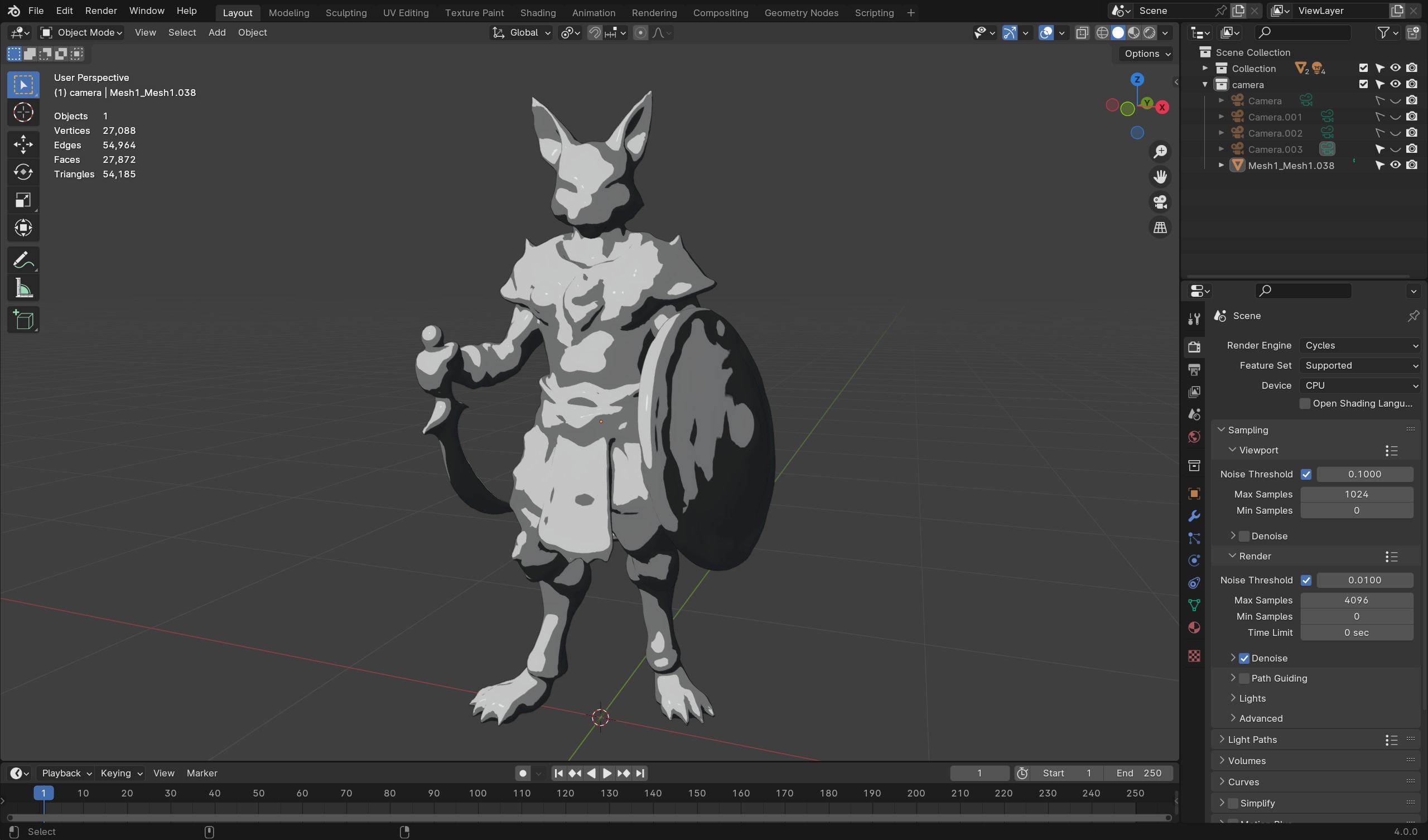 Cat Warrior 3D Model  Game-Ready Fantasy Character Low-poly 3D model_6