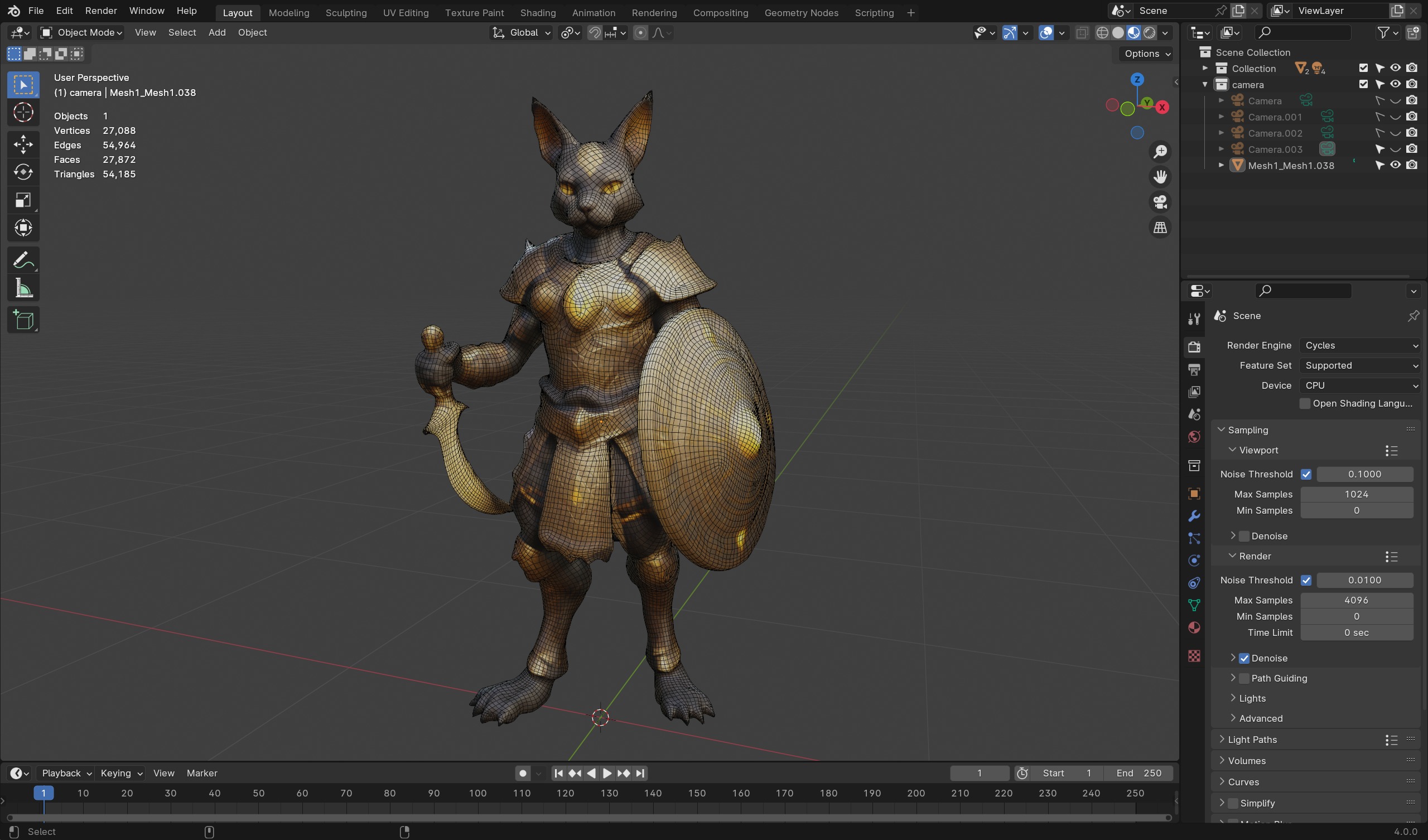 Cat Warrior 3D Model  Game-Ready Fantasy Character Low-poly 3D model_5