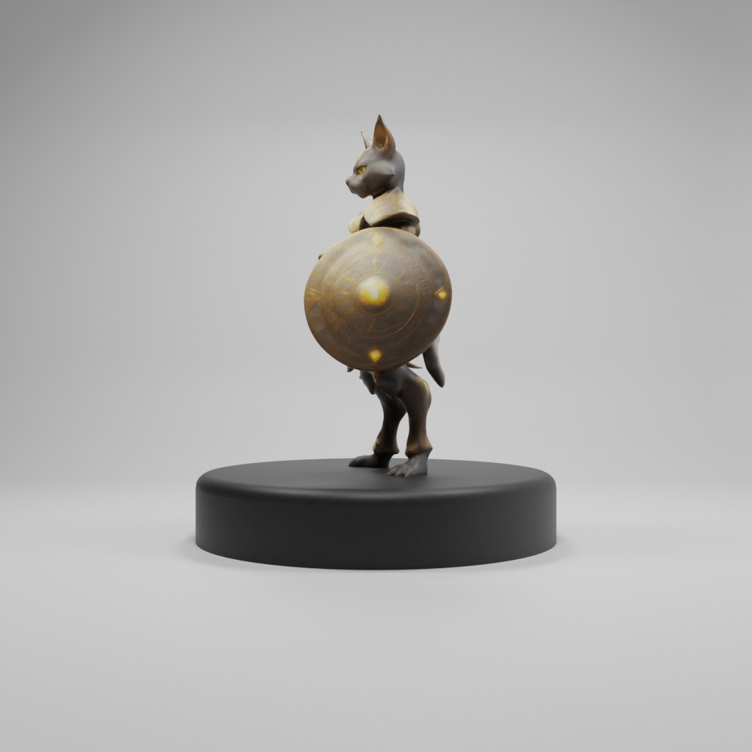 Cat Warrior 3D Model  Game-Ready Fantasy Character Low-poly 3D model_2