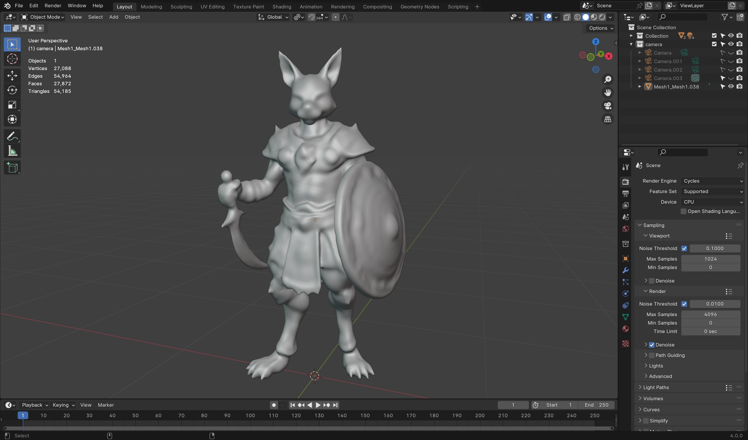 Cat Warrior 3D Model  Game-Ready Fantasy Character Low-poly 3D model_8