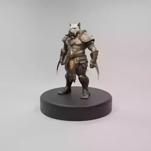 Savage Bulldog Warrior 3D Model  Fearless Gladiator