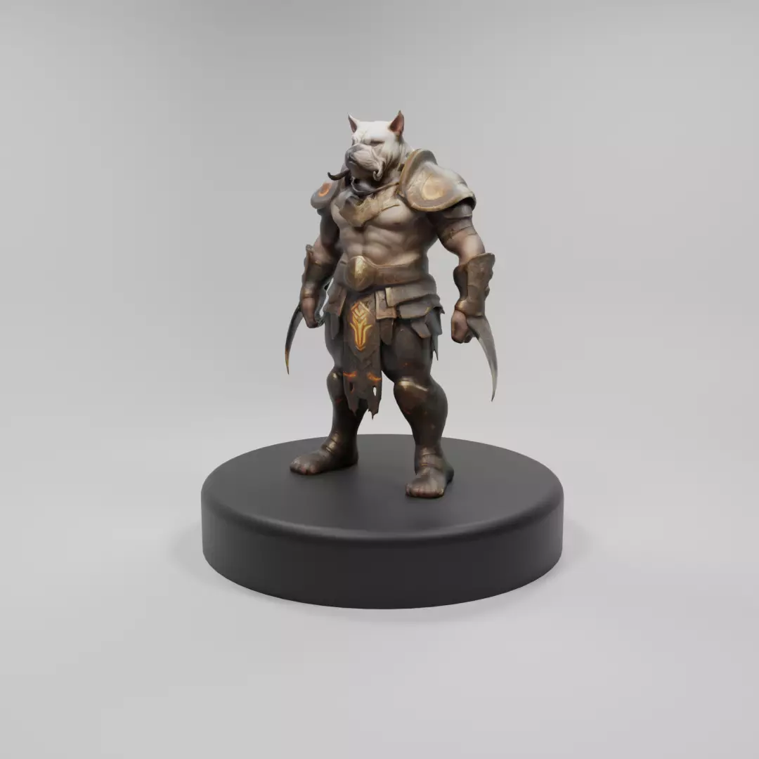 Savage Bulldog Warrior 3D Model  Fearless Gladiator Low-poly 3D model_0