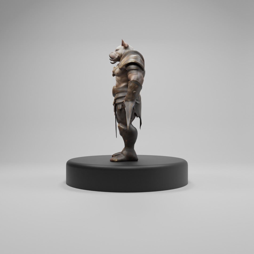 Savage Bulldog Warrior 3D Model  Fearless Gladiator Low-poly 3D model_2