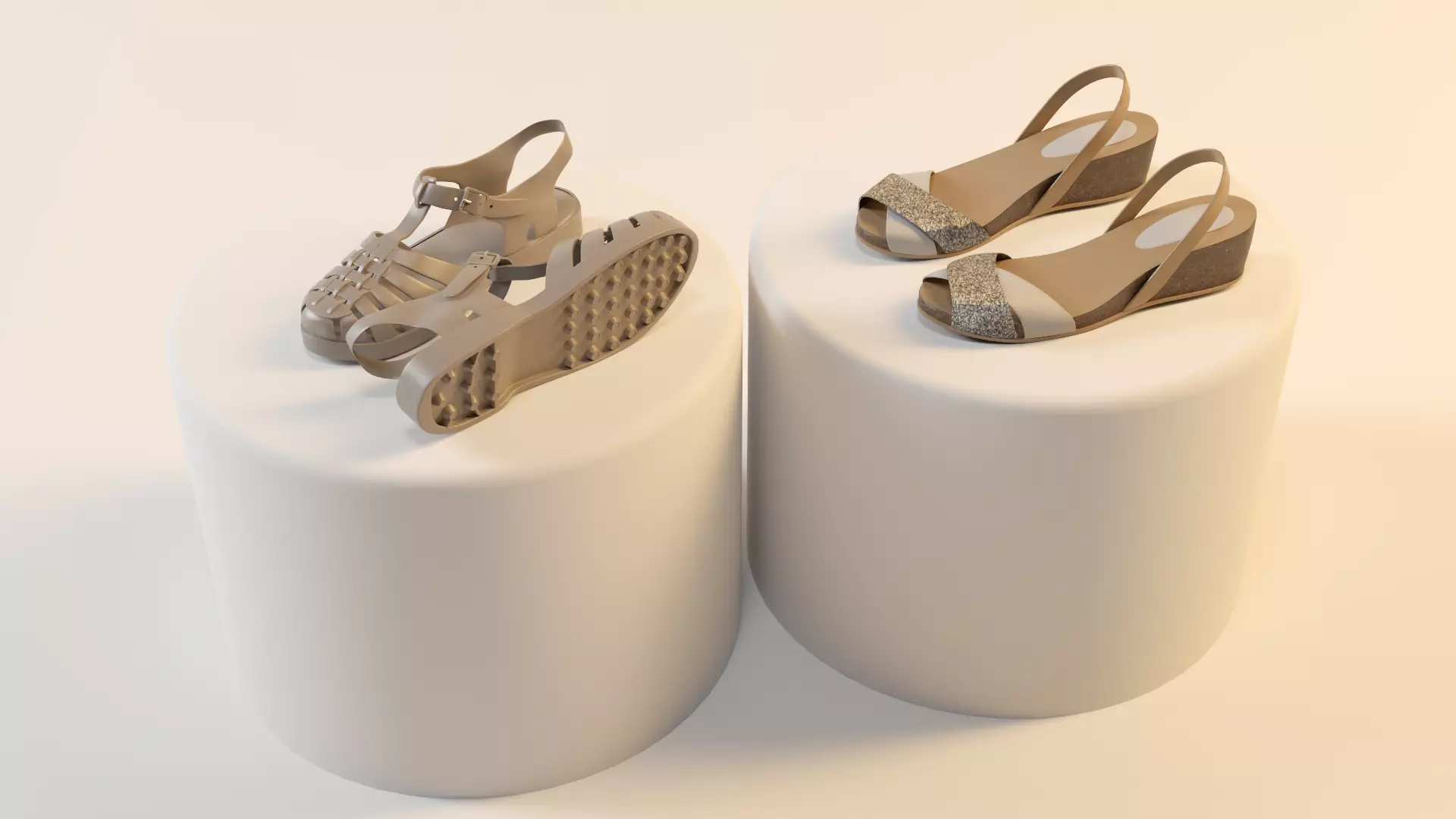 Slipper and high heels Low-poly 3D model