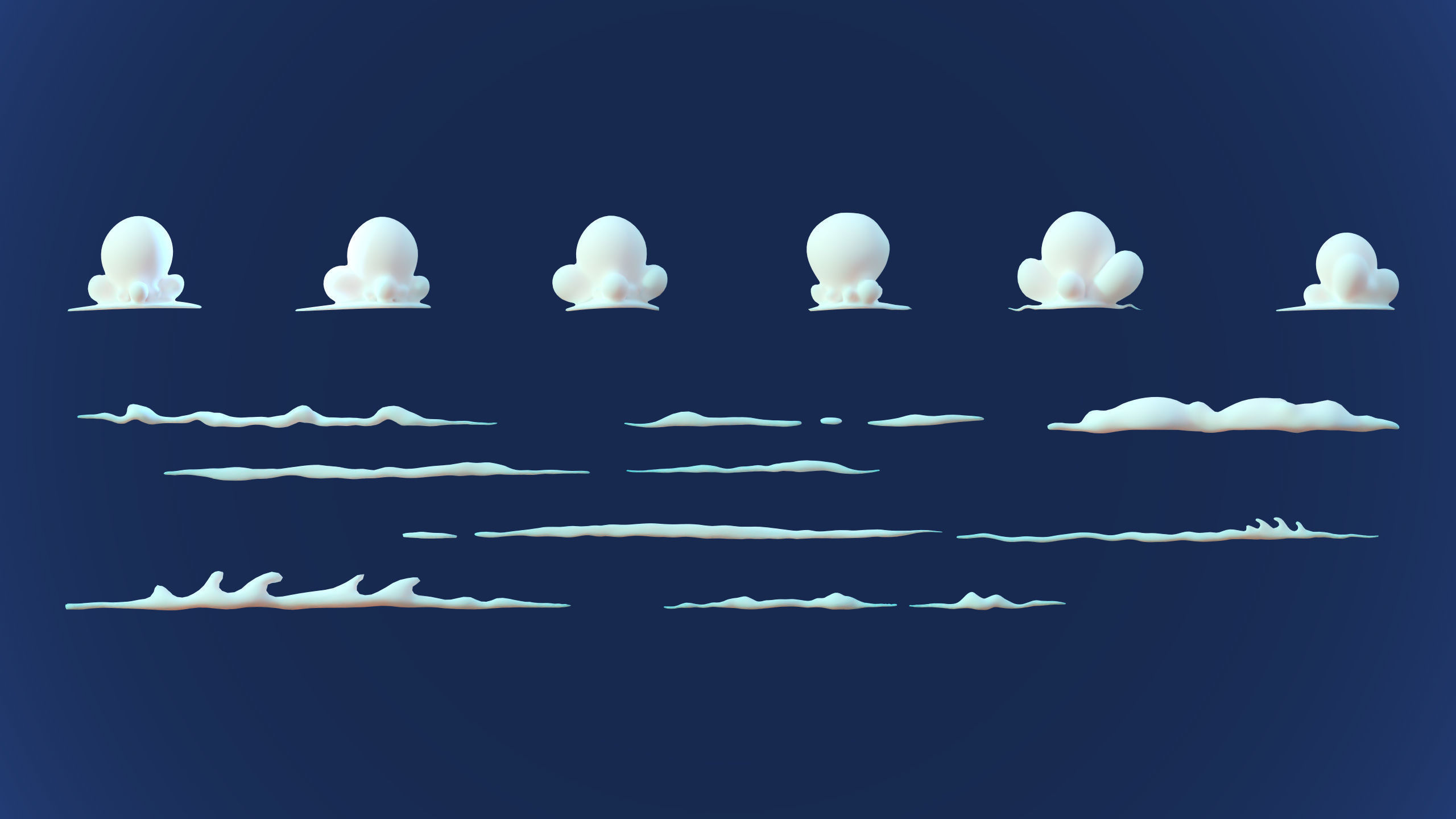 Stylized Cartoon Clouds and Weather Icons pack 140 assets Low-poly 3D model_20