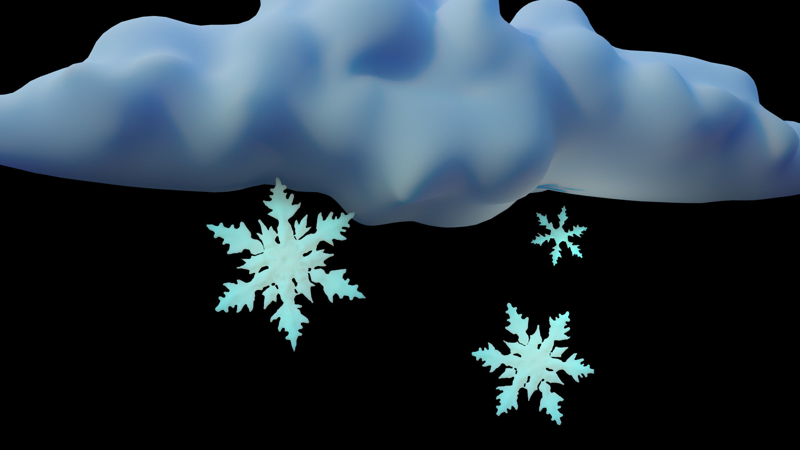 Stylized Cartoon Clouds and Weather Icons pack 140 assets Low-poly 3D model_24