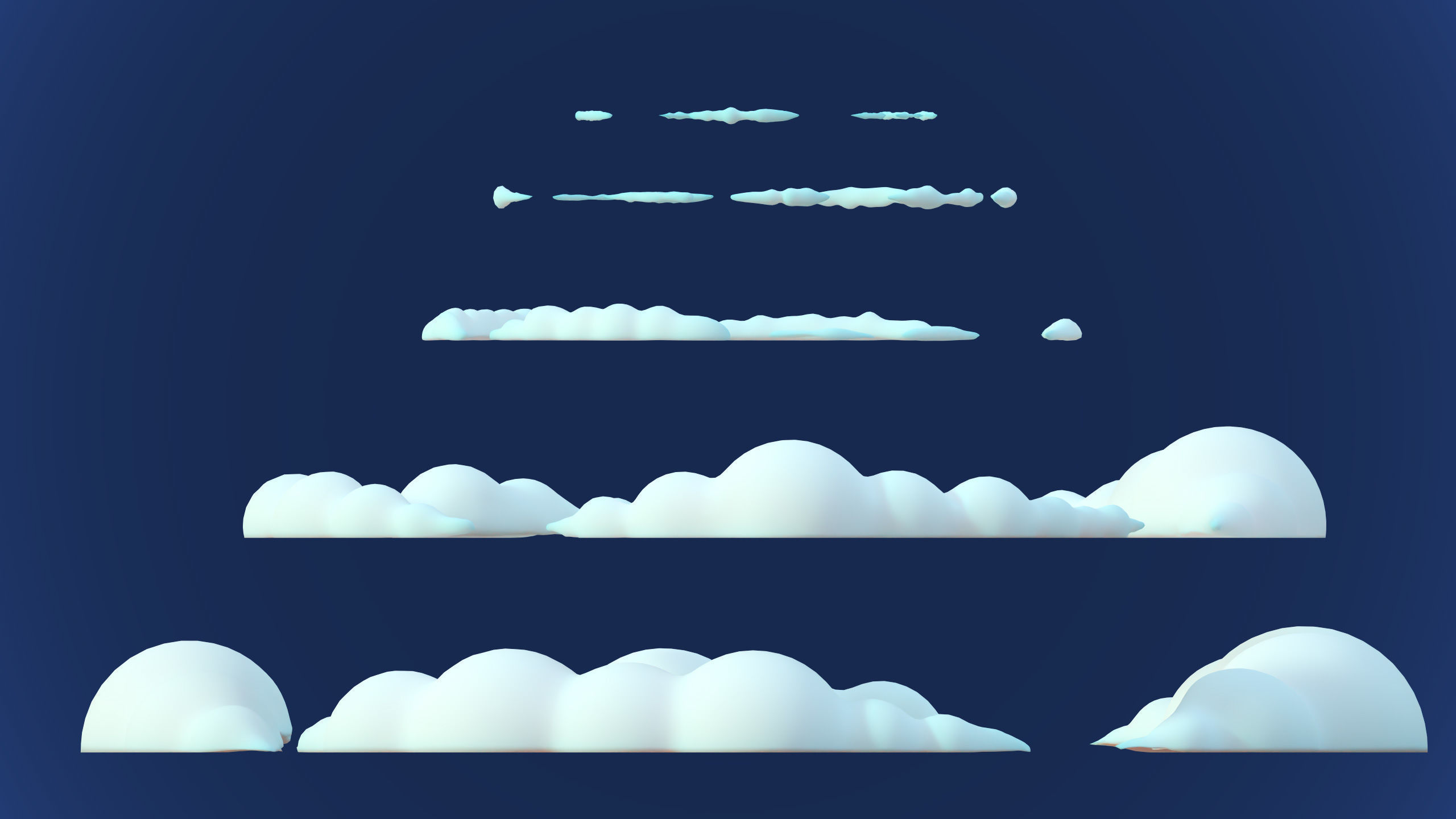 Stylized Cartoon Clouds and Weather Icons pack 140 assets Low-poly 3D model_38