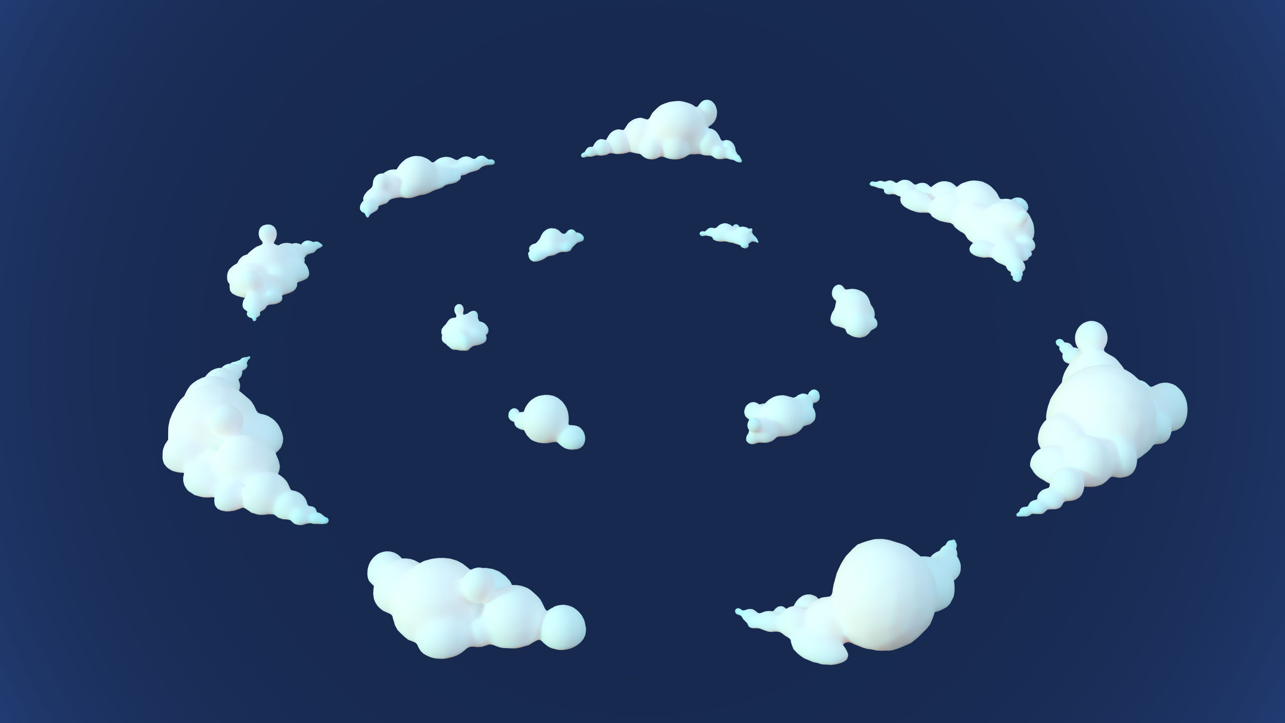 Stylized Cartoon Clouds and Weather Icons pack 140 assets Low-poly 3D model_39
