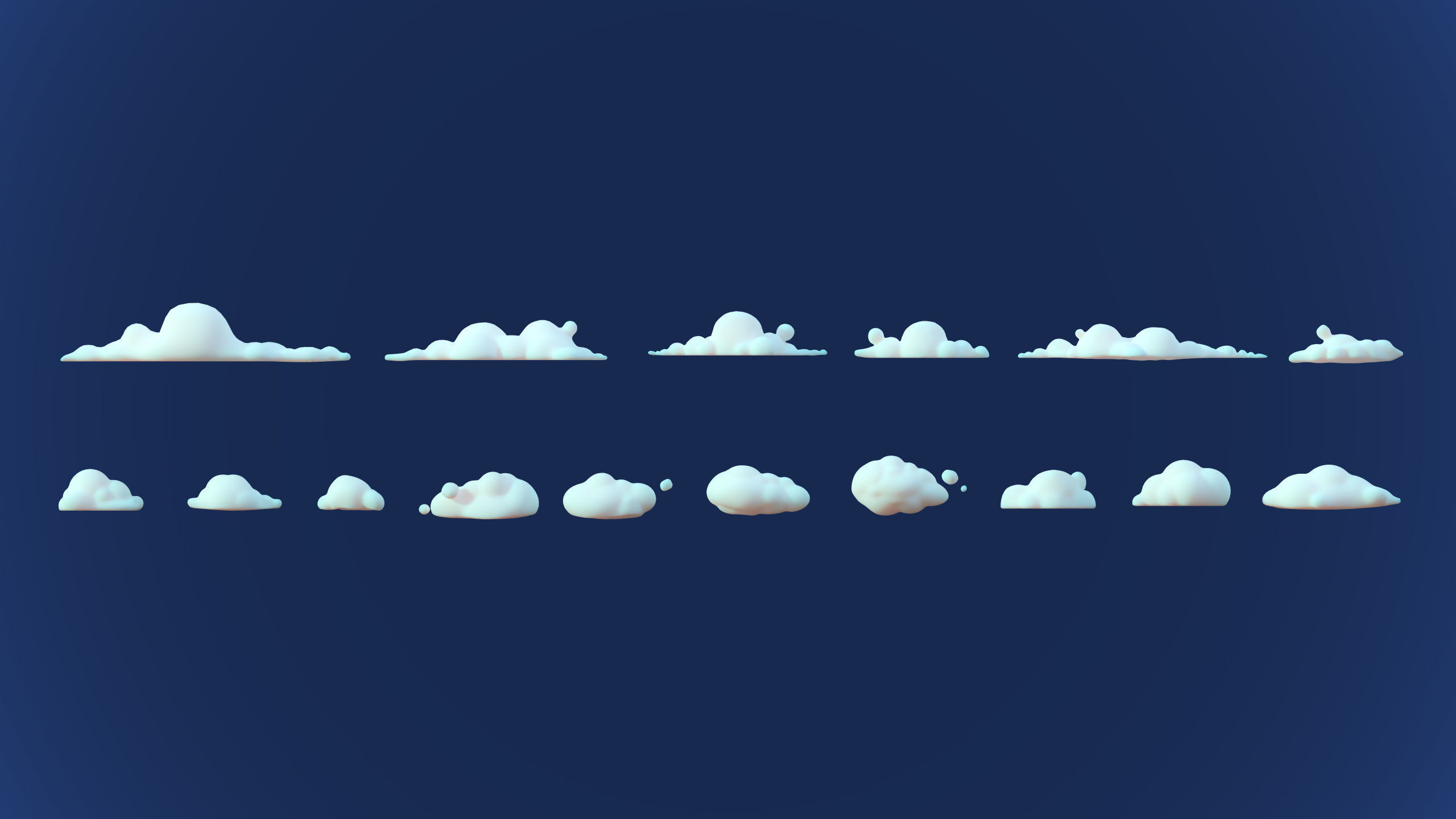 Stylized Cartoon Clouds and Weather Icons pack 140 assets Low-poly 3D model_17