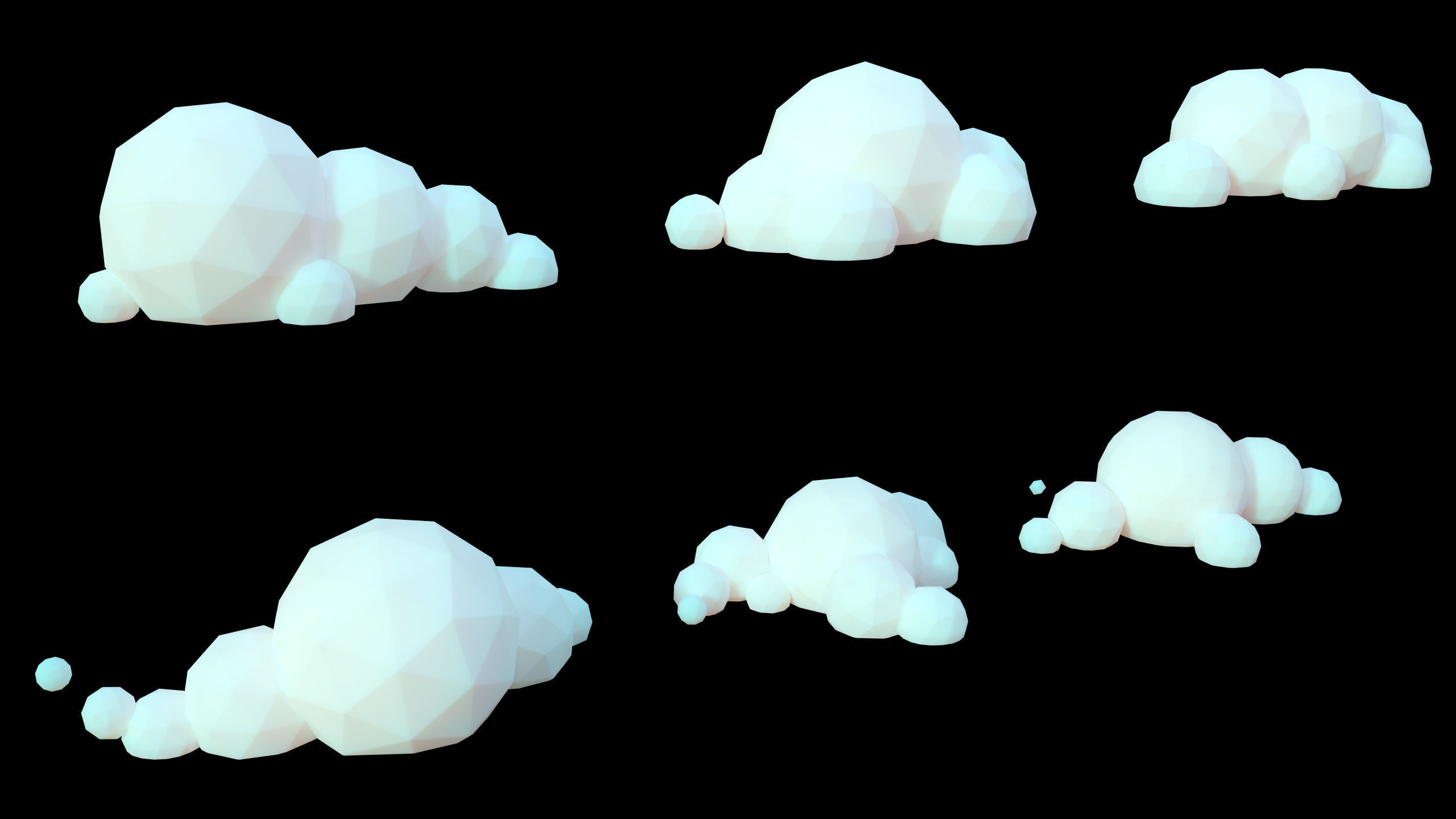 Stylized Cartoon Clouds and Weather Icons pack 140 assets Low-poly 3D model_14