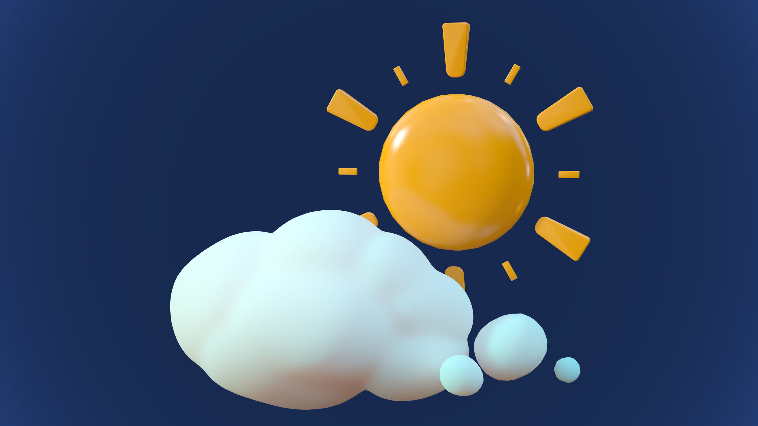Stylized Cartoon Clouds and Weather Icons pack 140 assets Low-poly 3D model_35