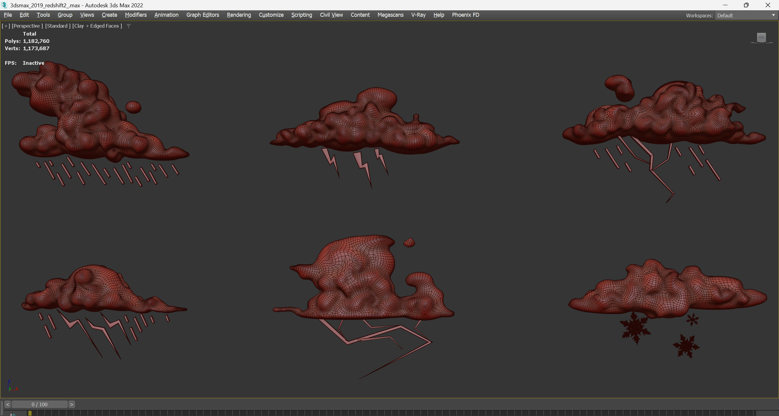 Stylized Cartoon Clouds and Weather Icons pack 140 assets Low-poly 3D model_61