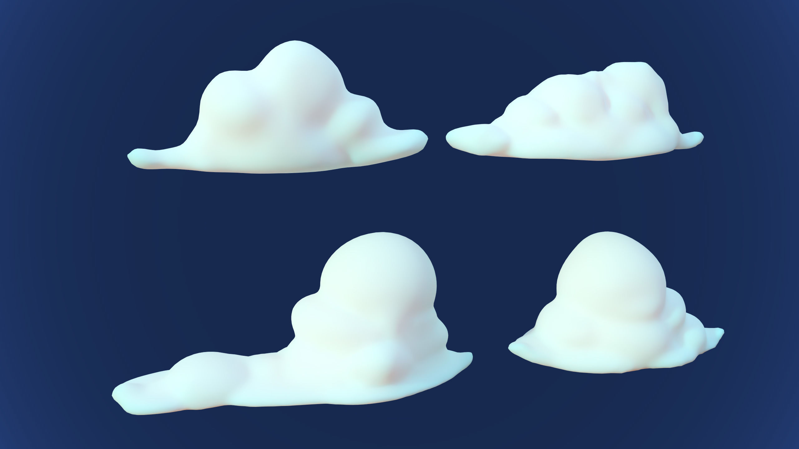 Stylized Cartoon Clouds and Weather Icons pack 140 assets Low-poly 3D model_16