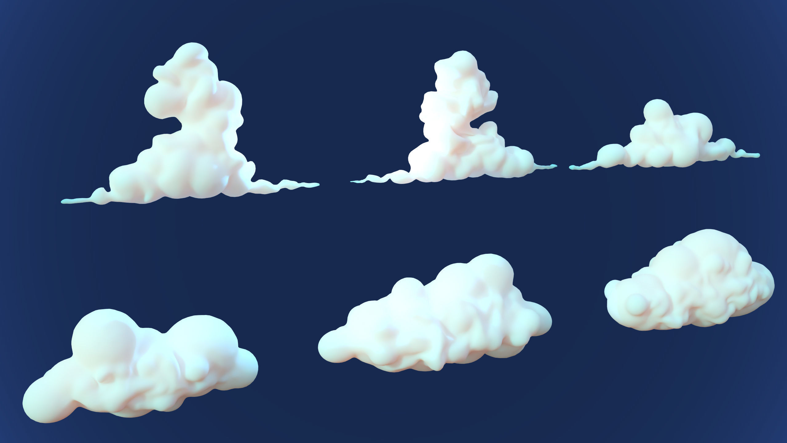 Stylized Cartoon Clouds and Weather Icons pack 140 assets Low-poly 3D model_22