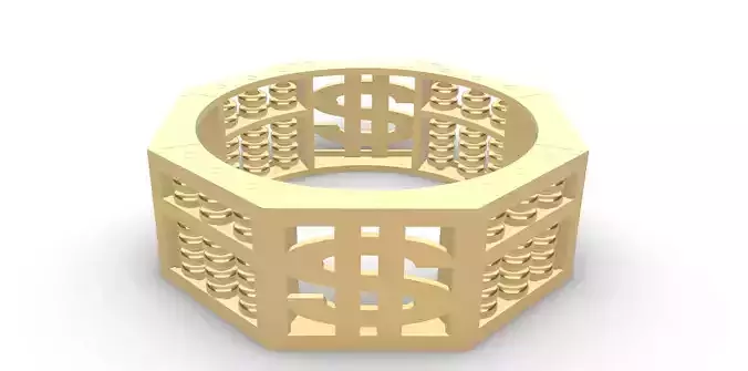 0269 Octagon Abacus Dollar Ring 3D print model