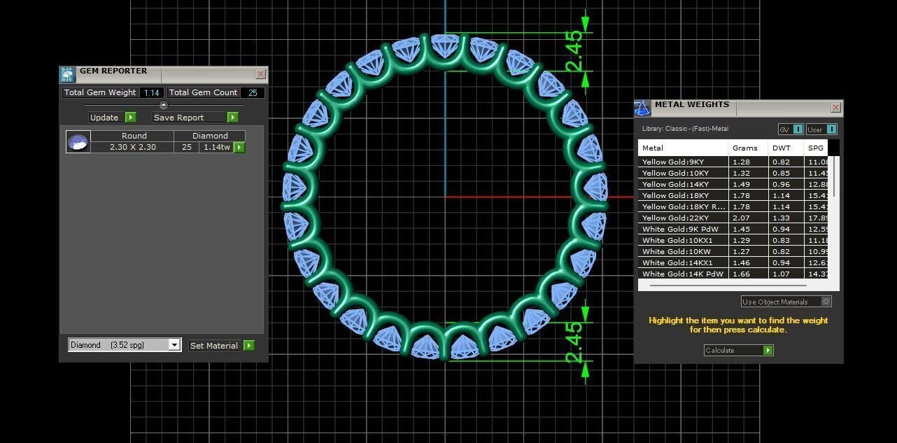 U Shaped Eternity Ring 2 point 3 mm stone size swiss 10 and EU50 3D print model_3