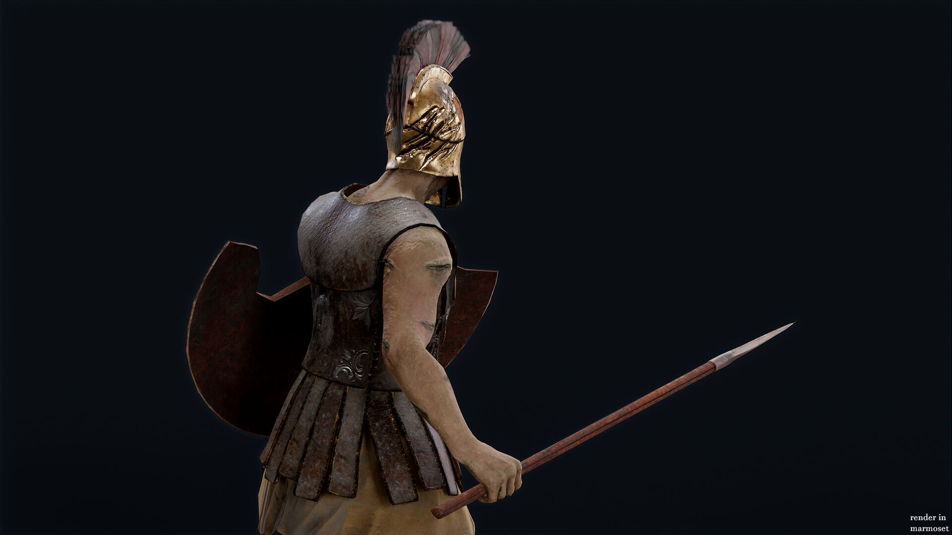 SPARTAN HOPLITE UNDEAD2  Low-poly 3D model_4