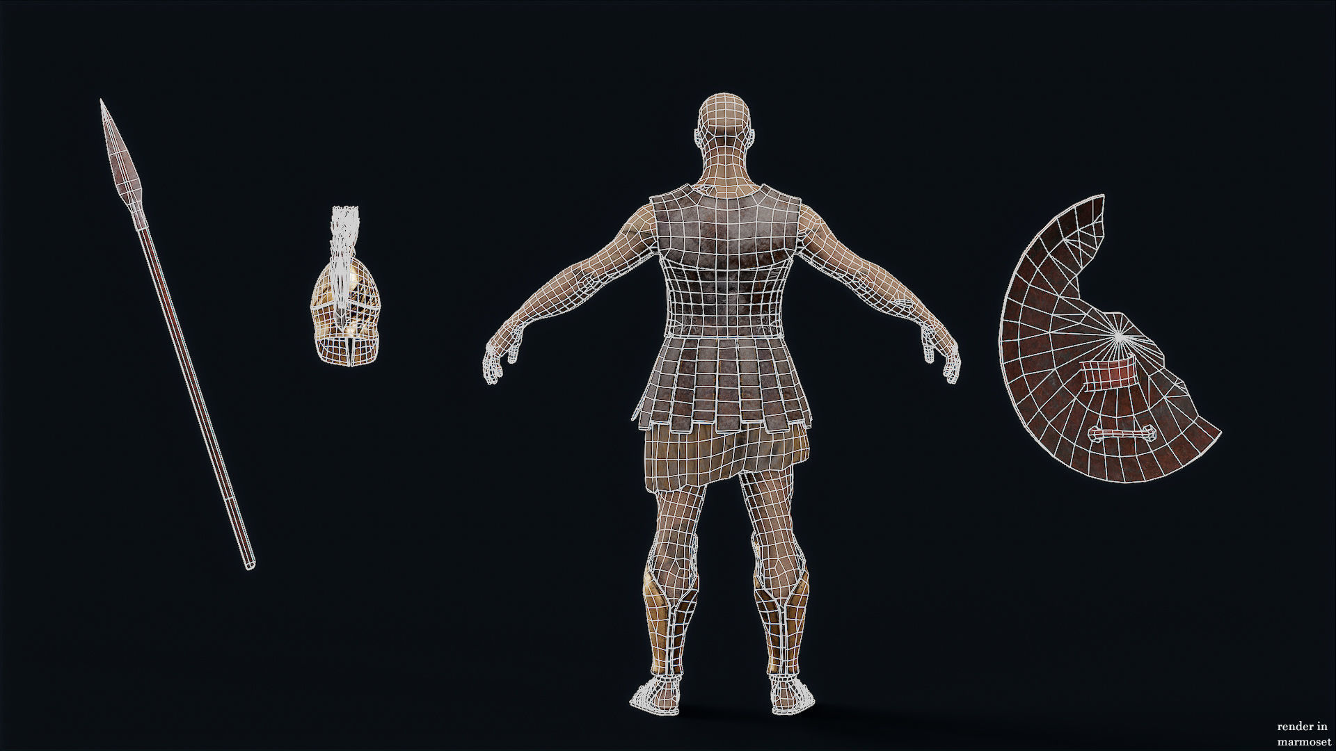 SPARTAN HOPLITE UNDEAD2  Low-poly 3D model_12