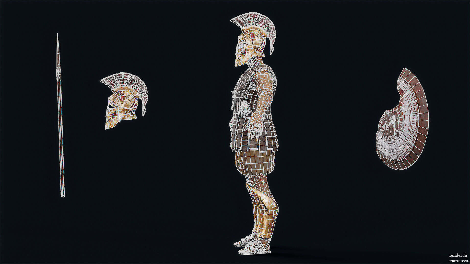 SPARTAN HOPLITE UNDEAD2  Low-poly 3D model_13