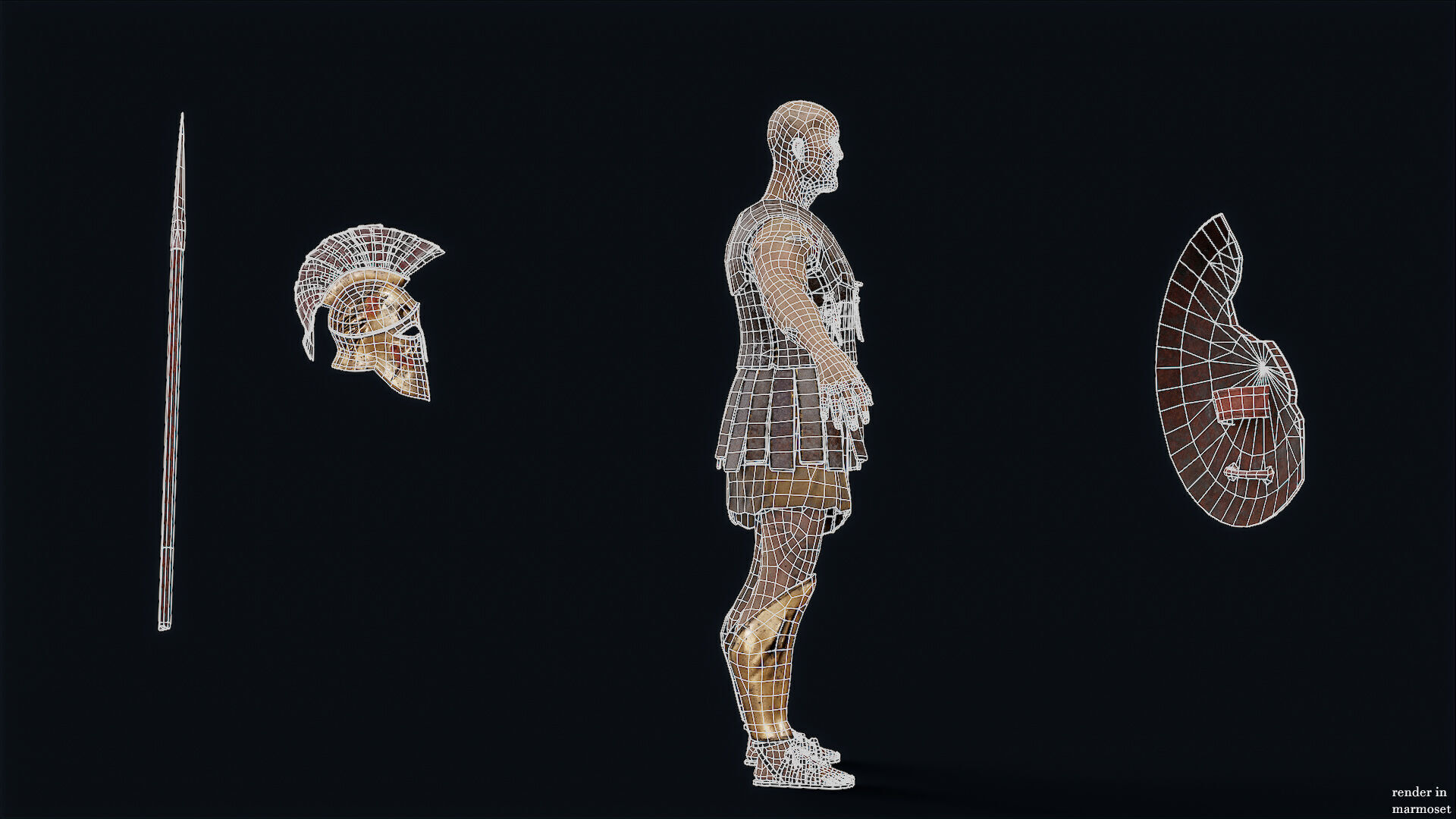 SPARTAN HOPLITE UNDEAD2  Low-poly 3D model_11