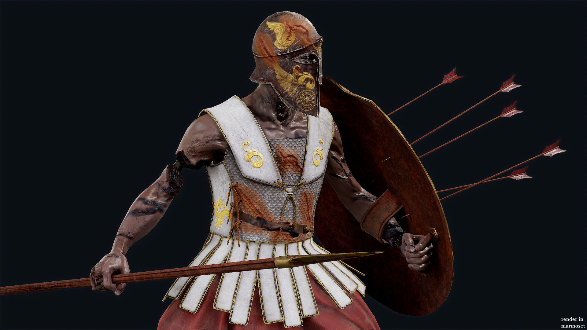 SPARTAN HOPLITE UNDEAD3 Low-poly 3D model_6
