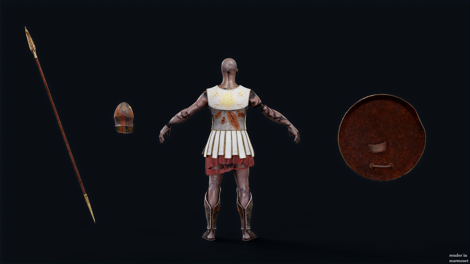 SPARTAN HOPLITE UNDEAD3 Low-poly 3D model_9