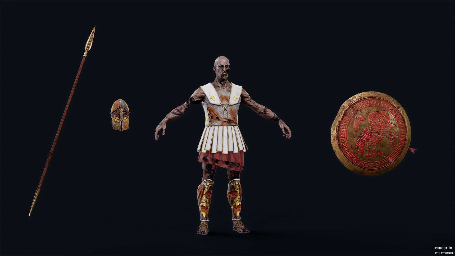 SPARTAN HOPLITE UNDEAD3 Low-poly 3D model_7