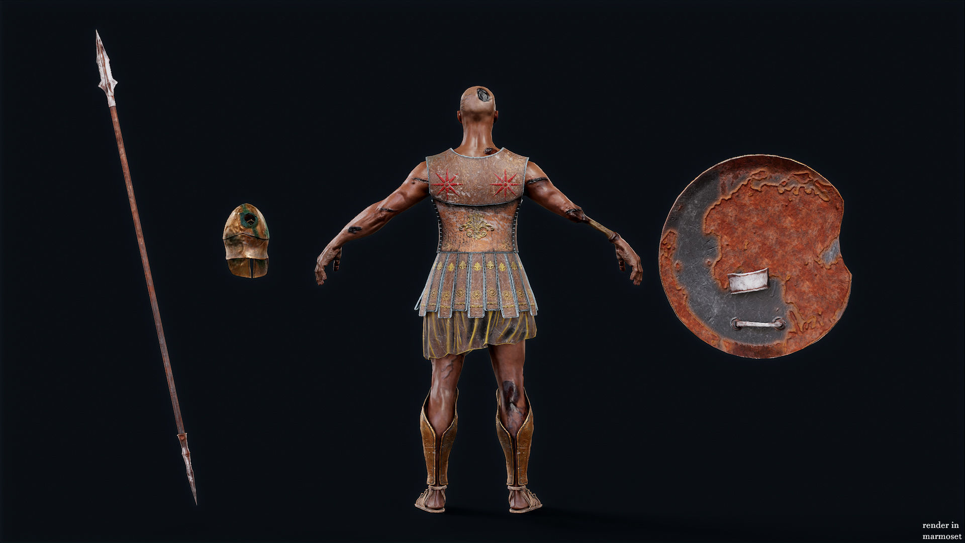 SPARTAN HOPLITE UNDEAD4 Low-poly 3D model_7