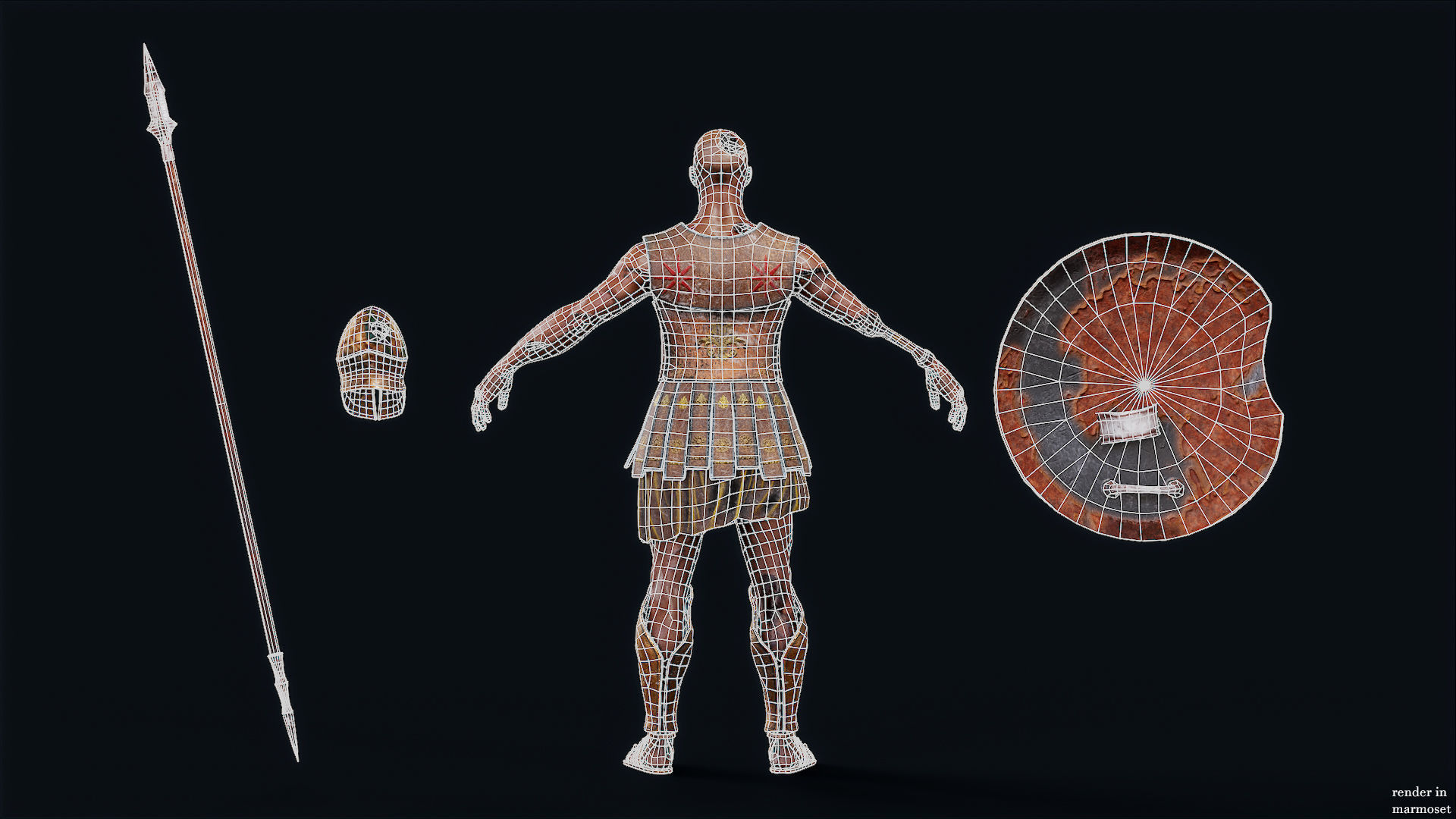 SPARTAN HOPLITE UNDEAD4 Low-poly 3D model_10