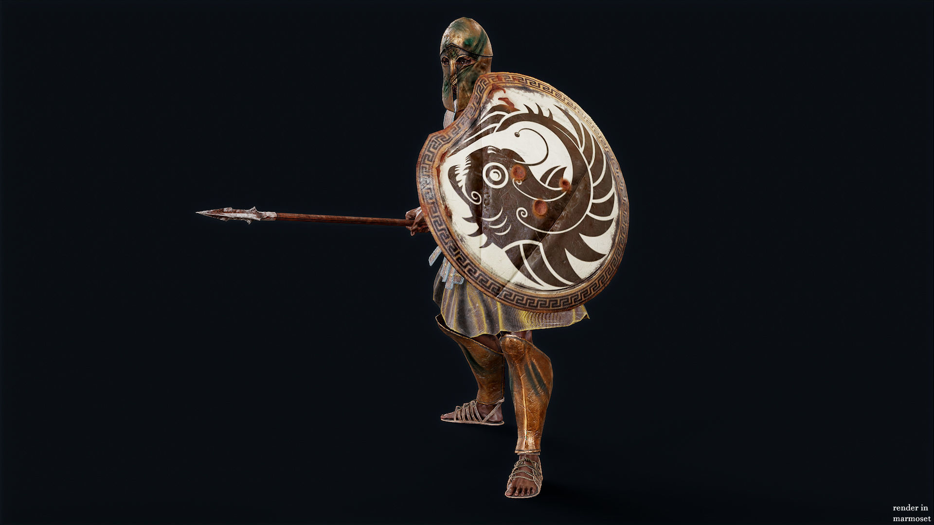 SPARTAN HOPLITE UNDEAD4 Low-poly 3D model_4
