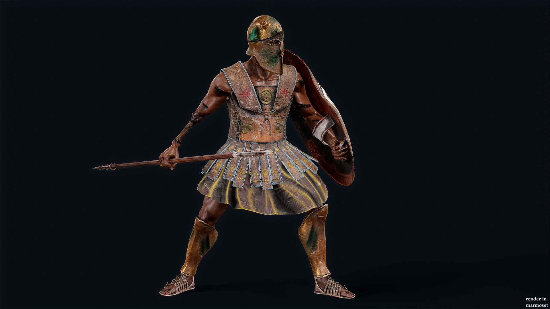 SPARTAN HOPLITE UNDEAD4 Low-poly 3D model_5
