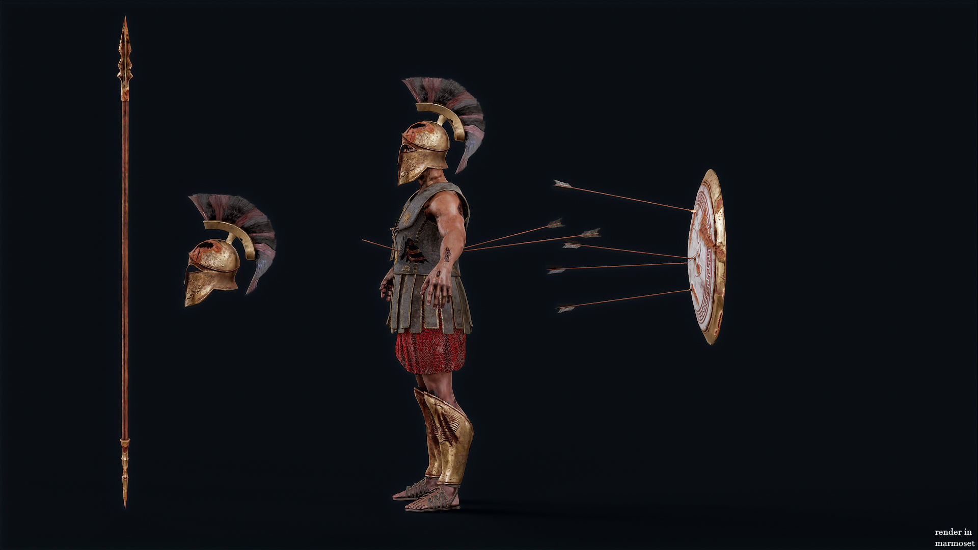 SPARTAN HOPLITE UNDEAD5 Low-poly 3D model_10