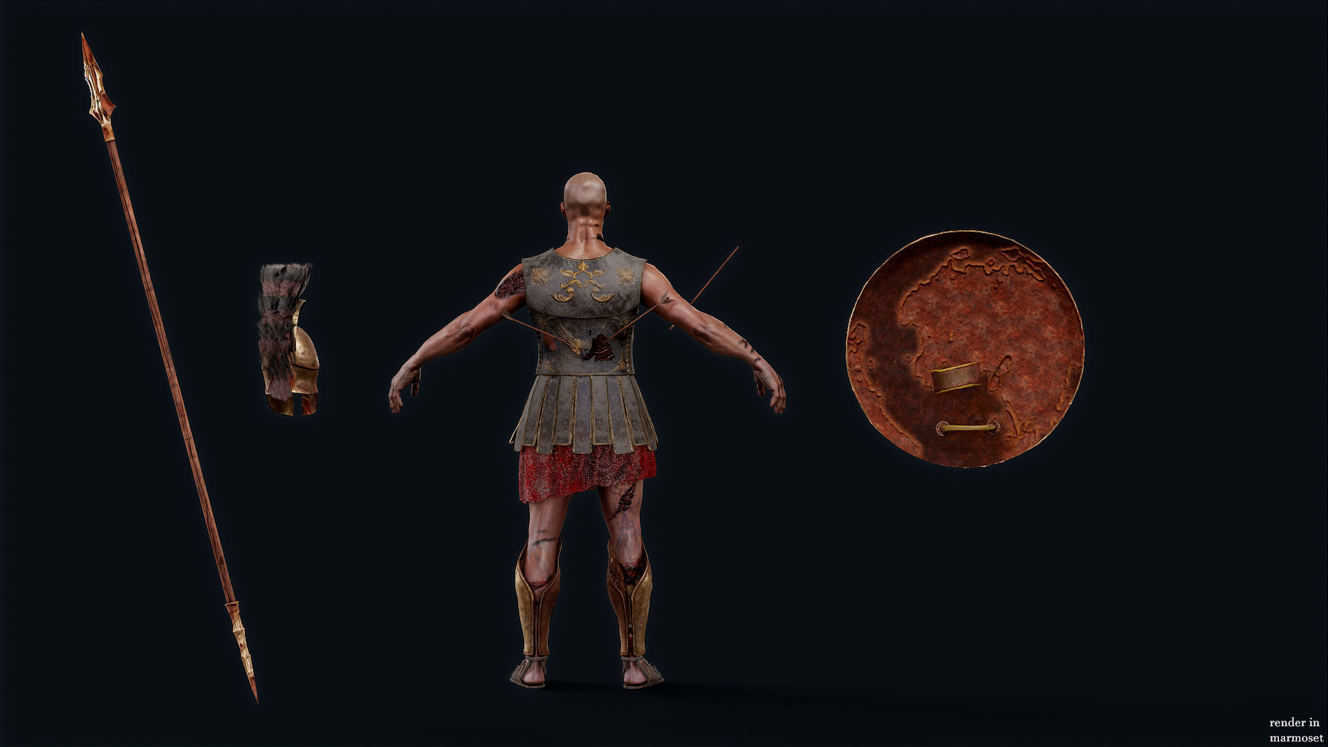 SPARTAN HOPLITE UNDEAD5 Low-poly 3D model_9