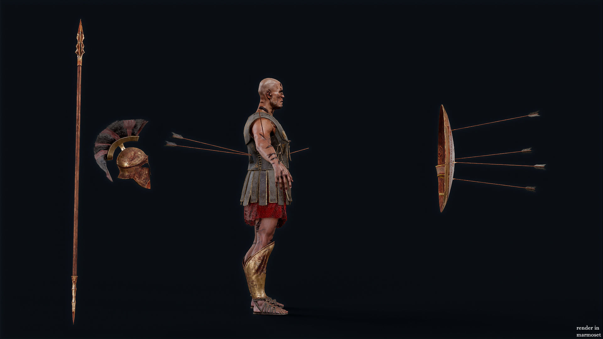 SPARTAN HOPLITE UNDEAD5 Low-poly 3D model_8