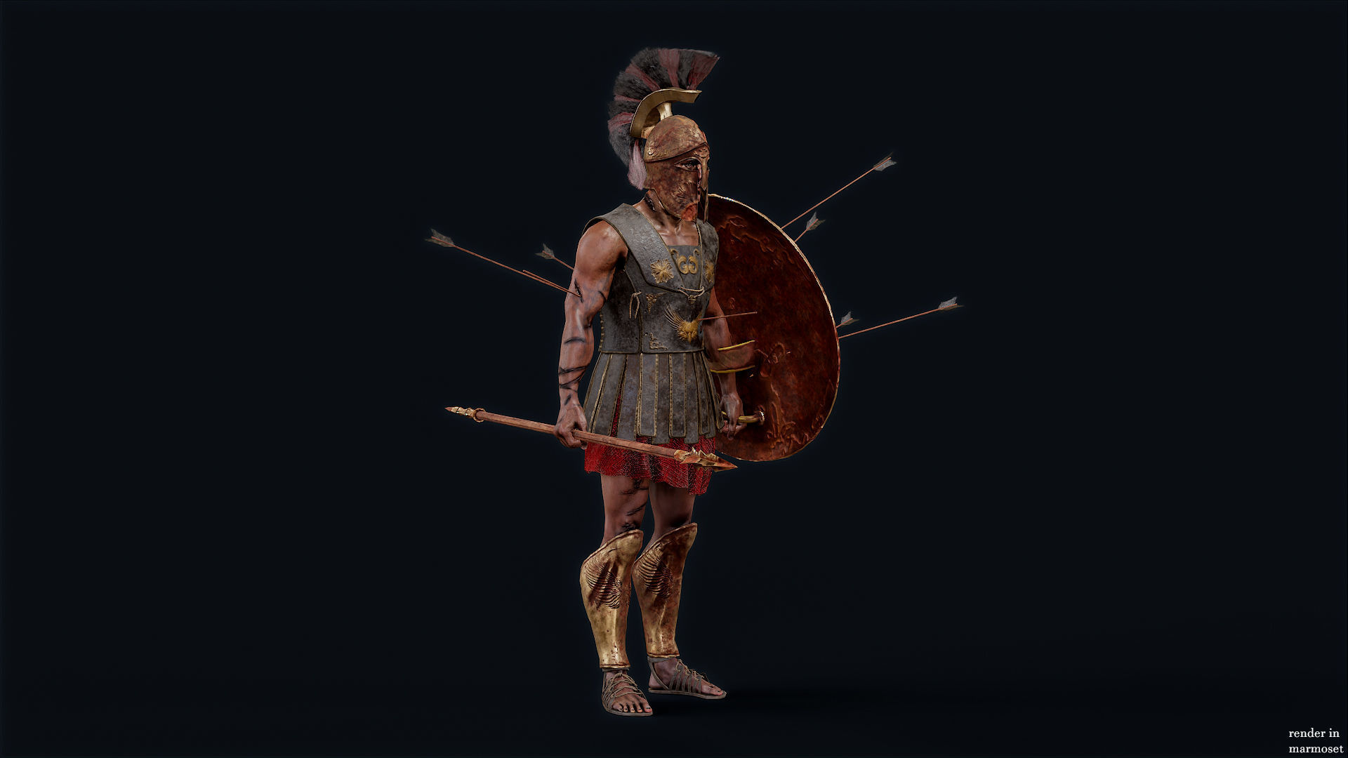 SPARTAN HOPLITE UNDEAD5 Low-poly 3D model_4