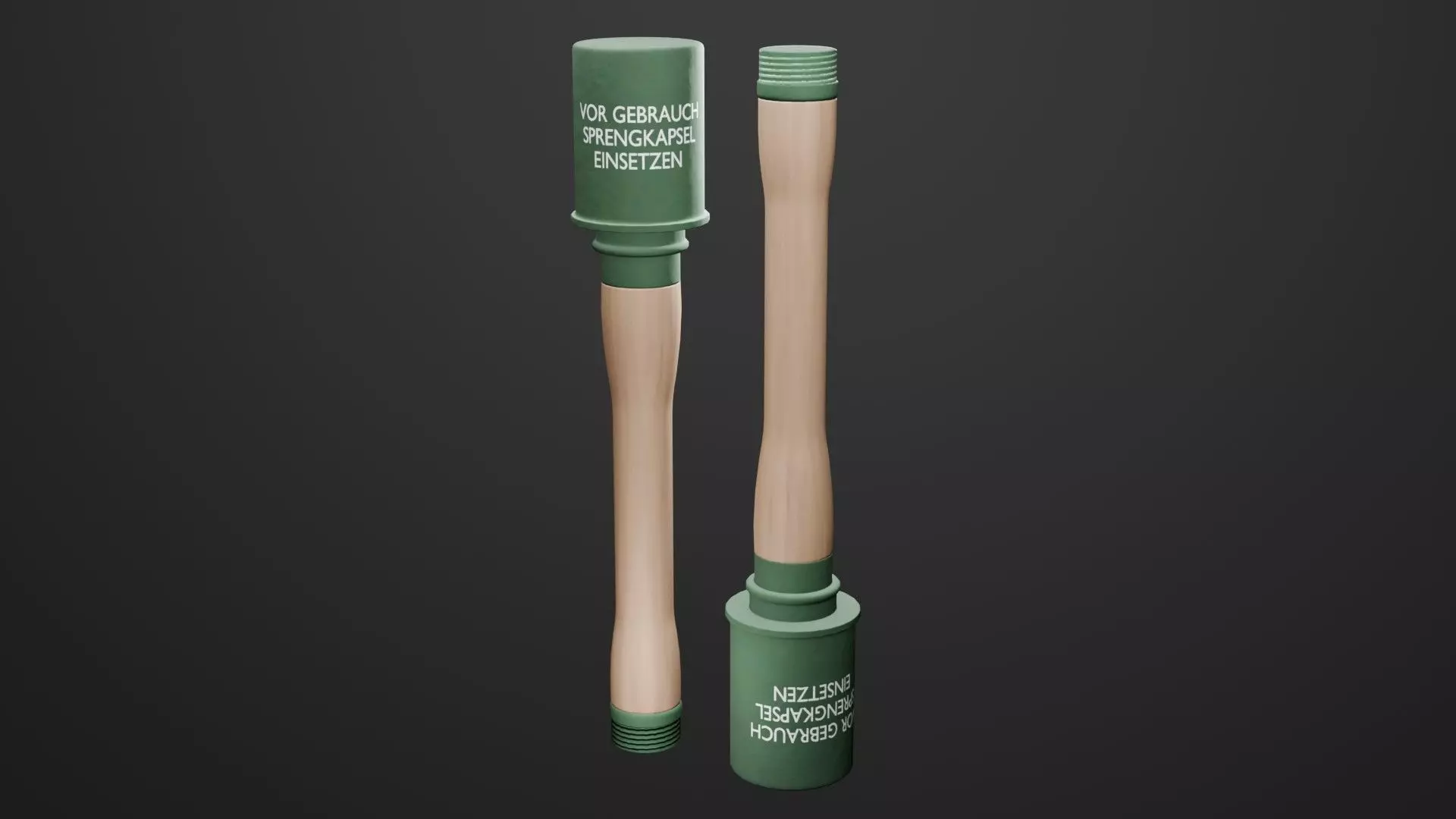 Game-Ready German WW2 Stick Grenade Low-poly 3D model_0