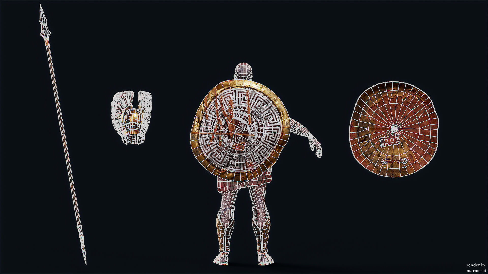 SPARTAN HOPLITE UNDEAD6 Low-poly 3D model_10