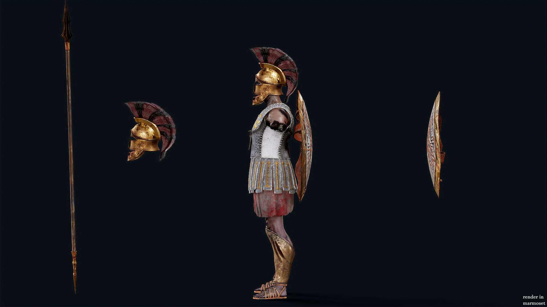 SPARTAN HOPLITE UNDEAD6 Low-poly 3D model_8