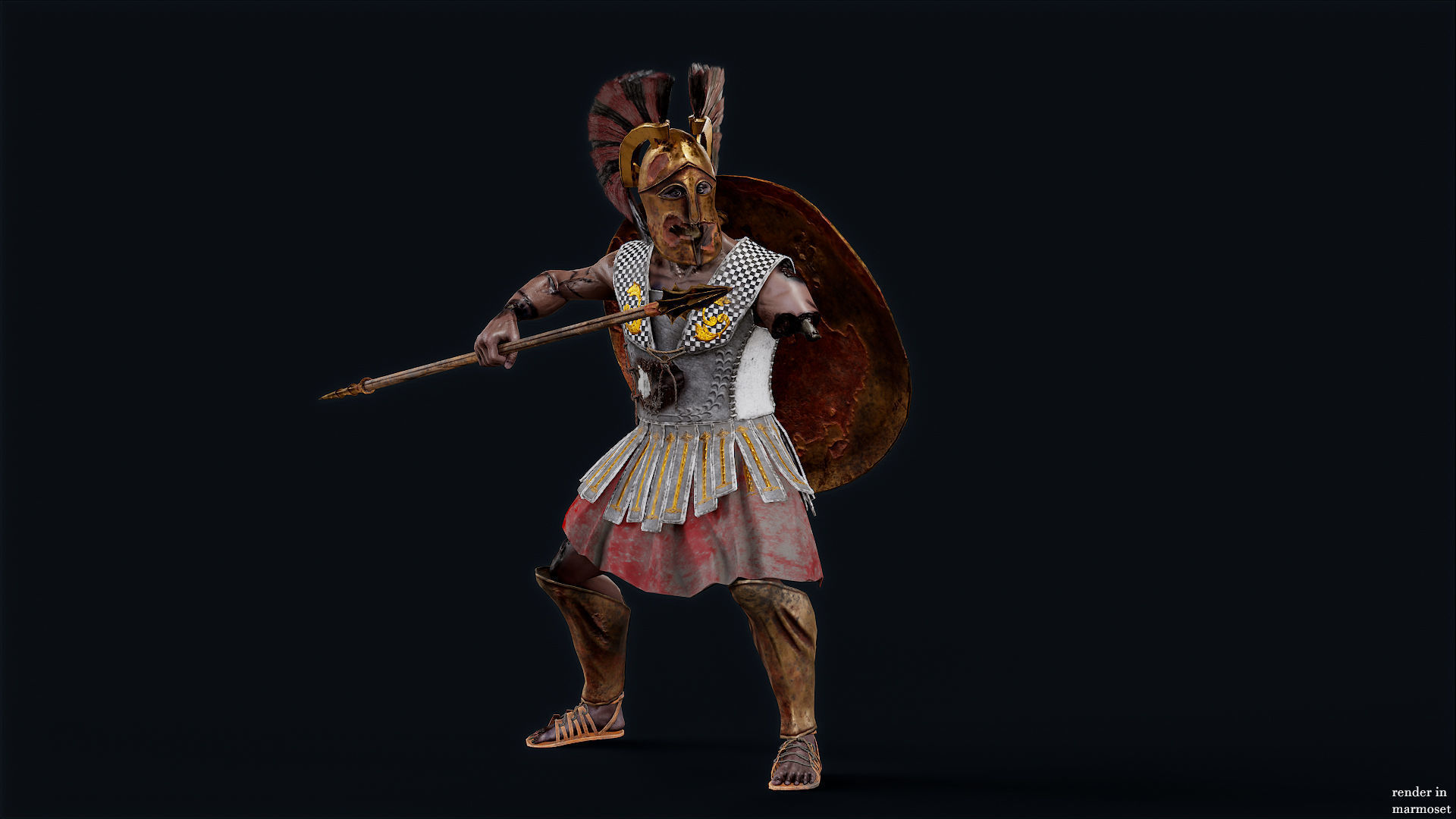 SPARTAN HOPLITE UNDEAD6 Low-poly 3D model_4