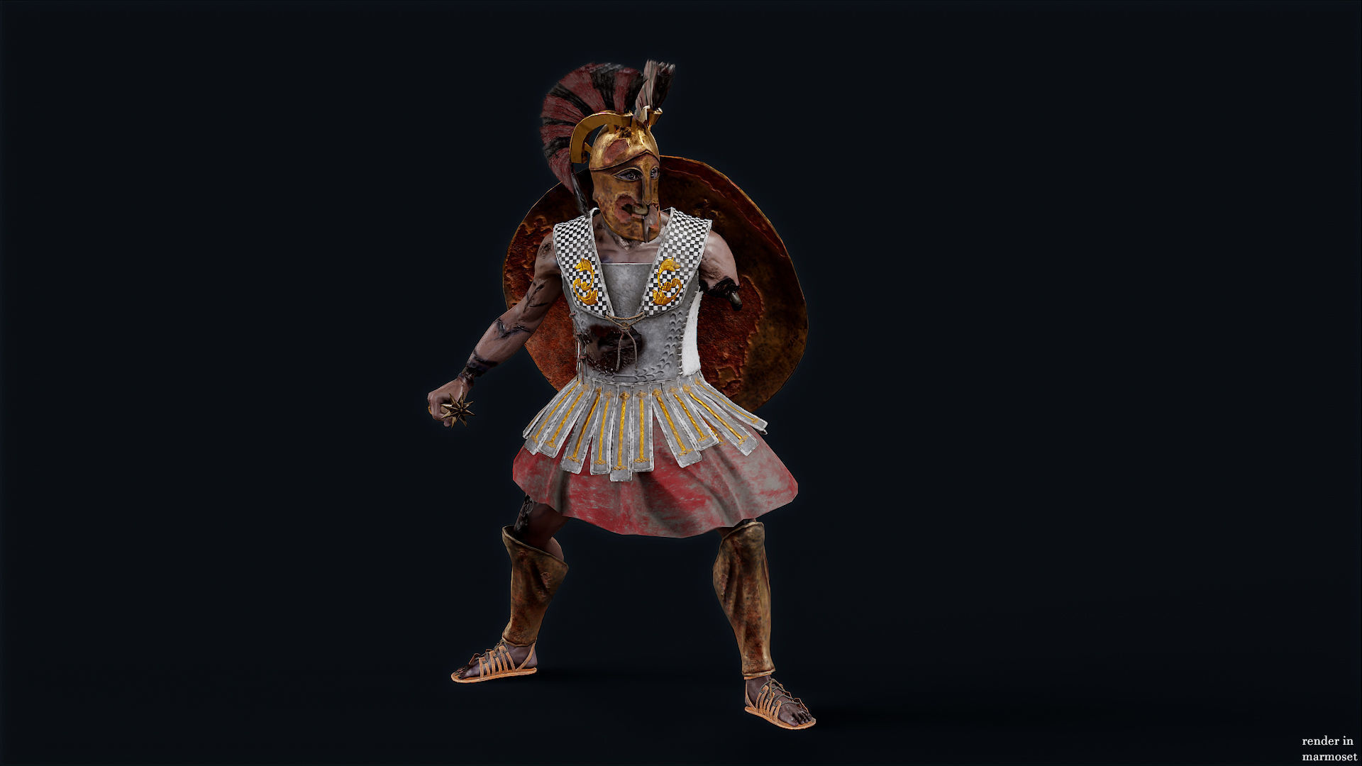 SPARTAN HOPLITE UNDEAD6 Low-poly 3D model_9