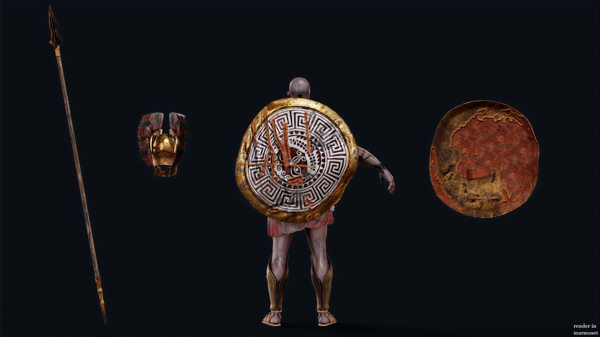 SPARTAN HOPLITE UNDEAD6 Low-poly 3D model_7